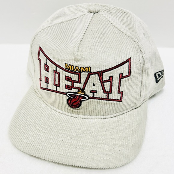 New Era Miami Heat‎ Corduroy The Golfer Snapback Hat Cap Adjustable Gray NBA - Picture 1 of 5